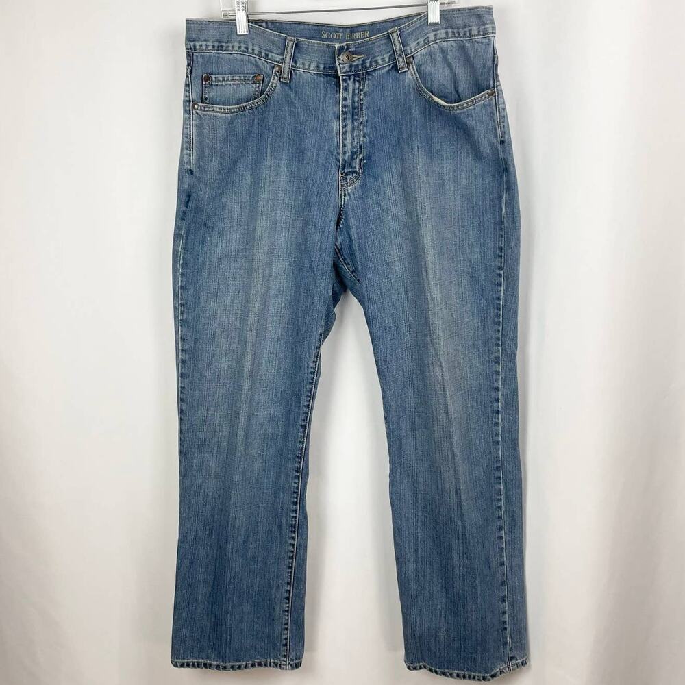 Scott Barber Jeans Size 38 X 32 Classic Fit  Blue Denim‎ Mid Rise Straight Leg